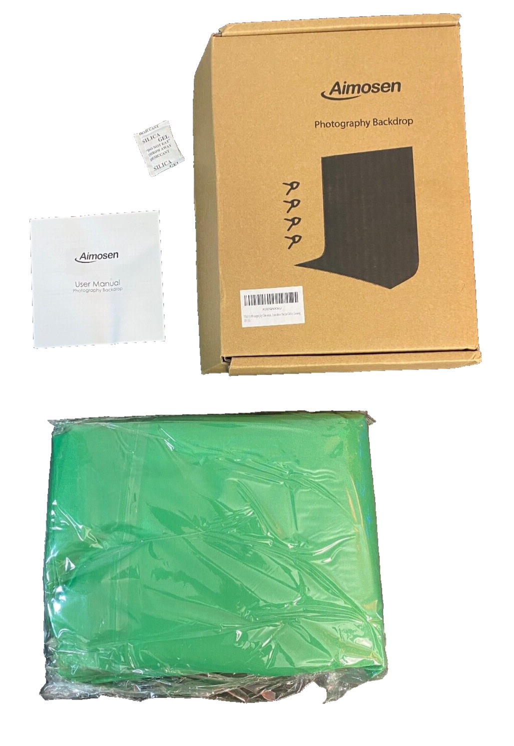 Aimosen Green Screen Photography Backdrop 7' x 10' And 4 Clips Open Box