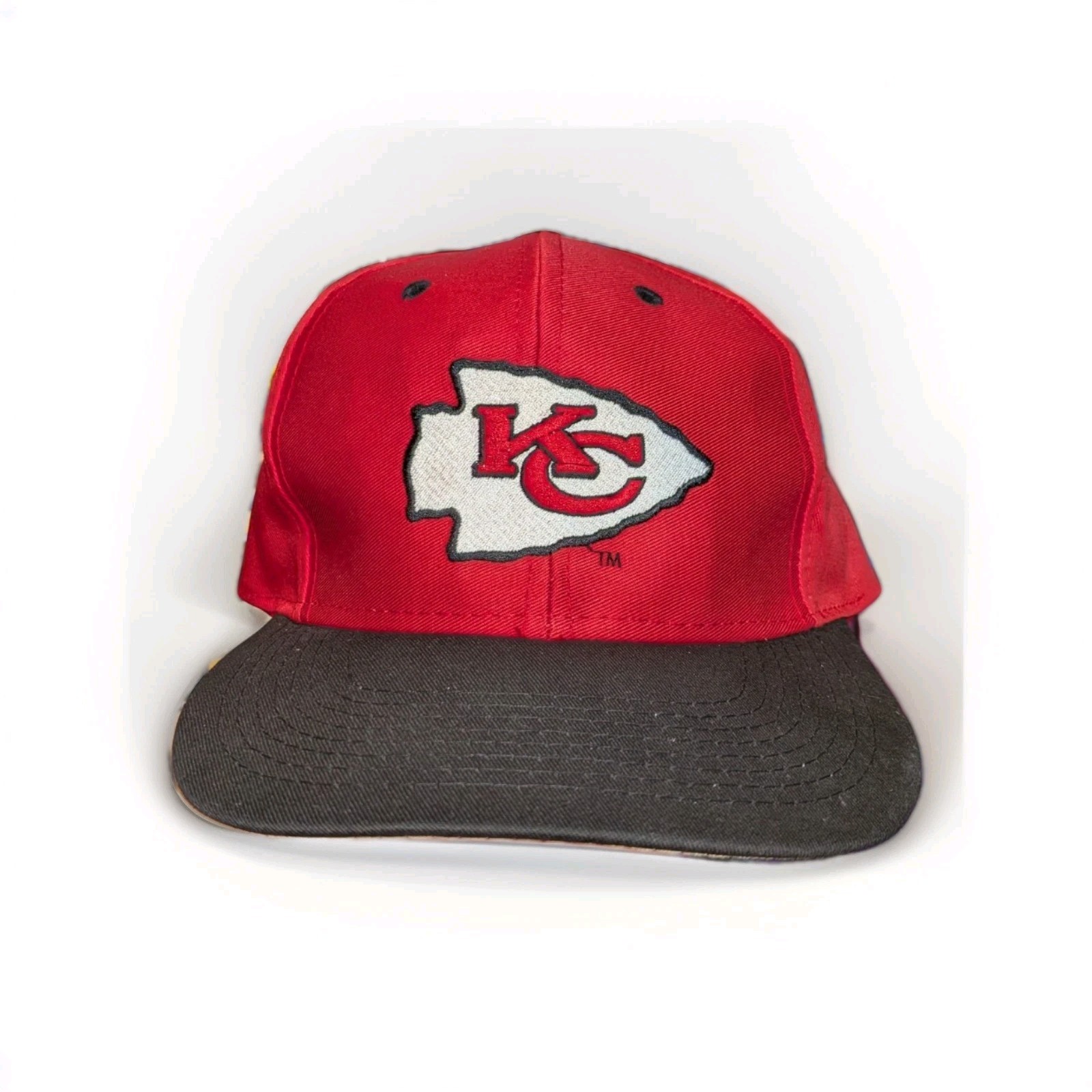 Vintage Kansas City Chiefs Hat Logo 7 Snapback NFL Football Red Black Cap 90s