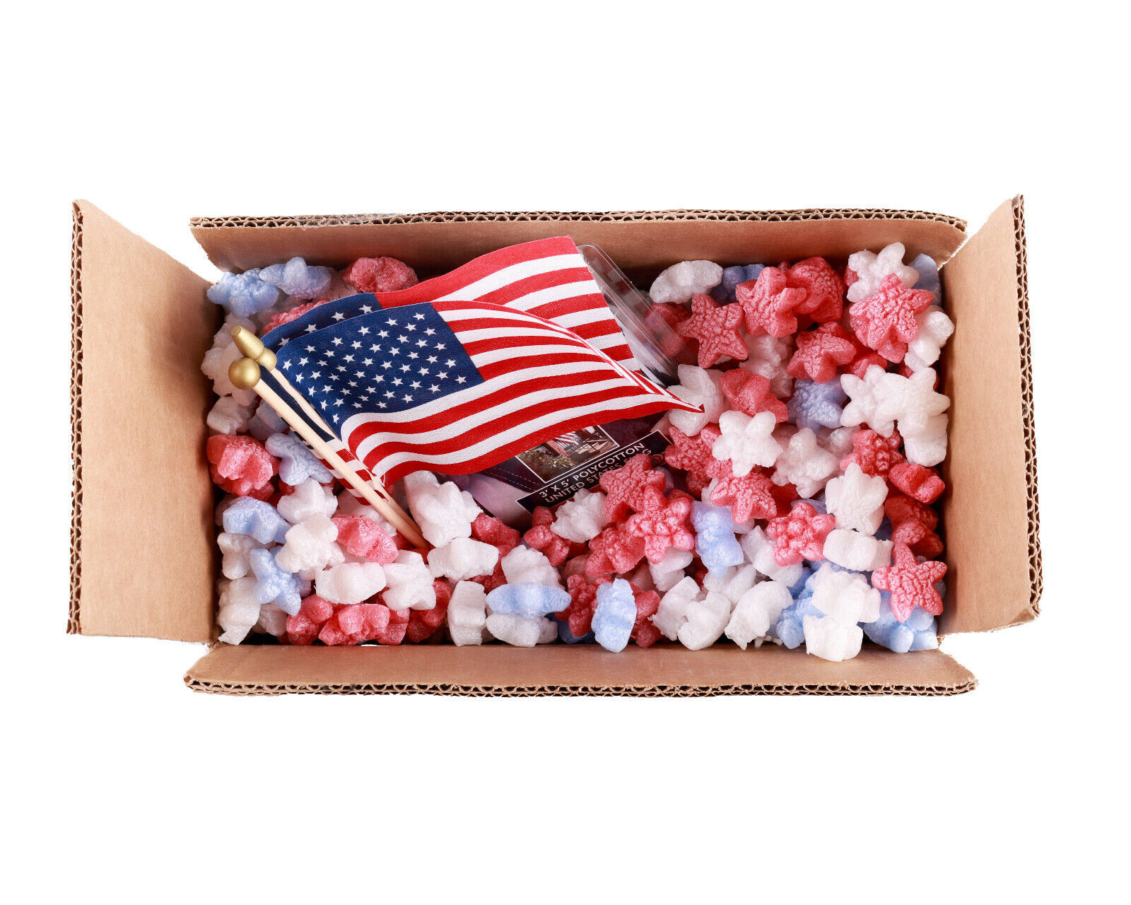 Packing Peanuts Red White Blue Stars 1.5 Cu Ft Compostable Biodegradable