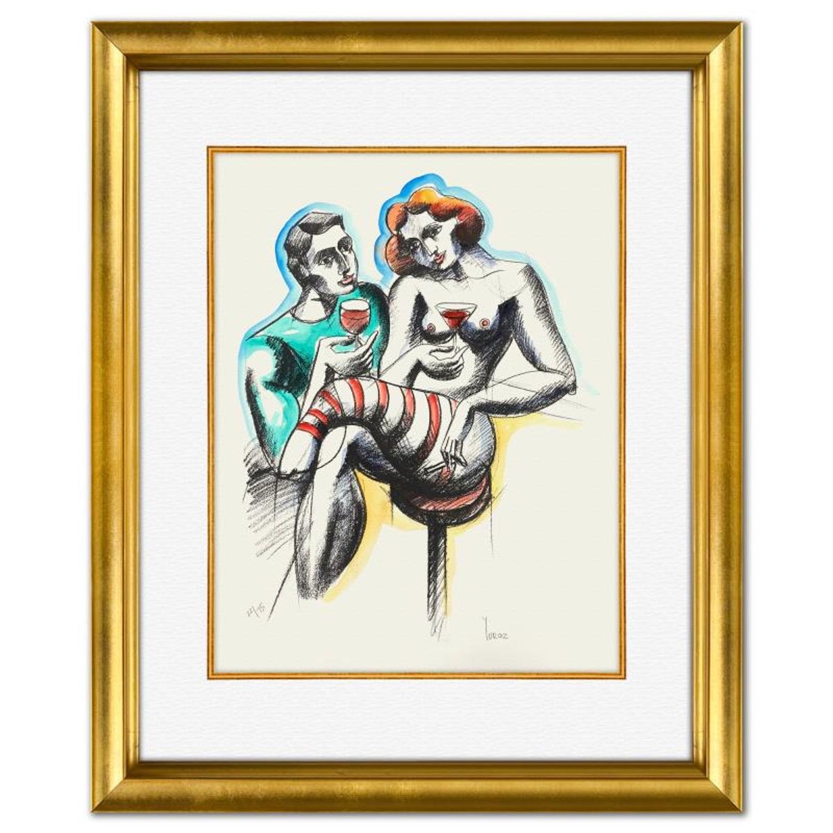 Yuroz, Framed Hand Painted Unique Variation Mixed Media, Numbered 22/75 and Hand