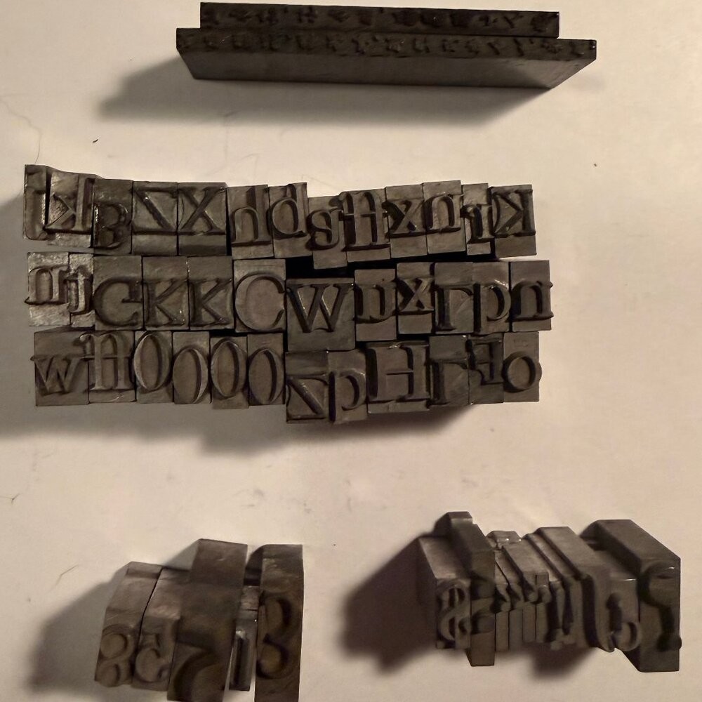 Vintage Metal Letterpress Type Lot of 55 Printer’s Blocks Movable Type