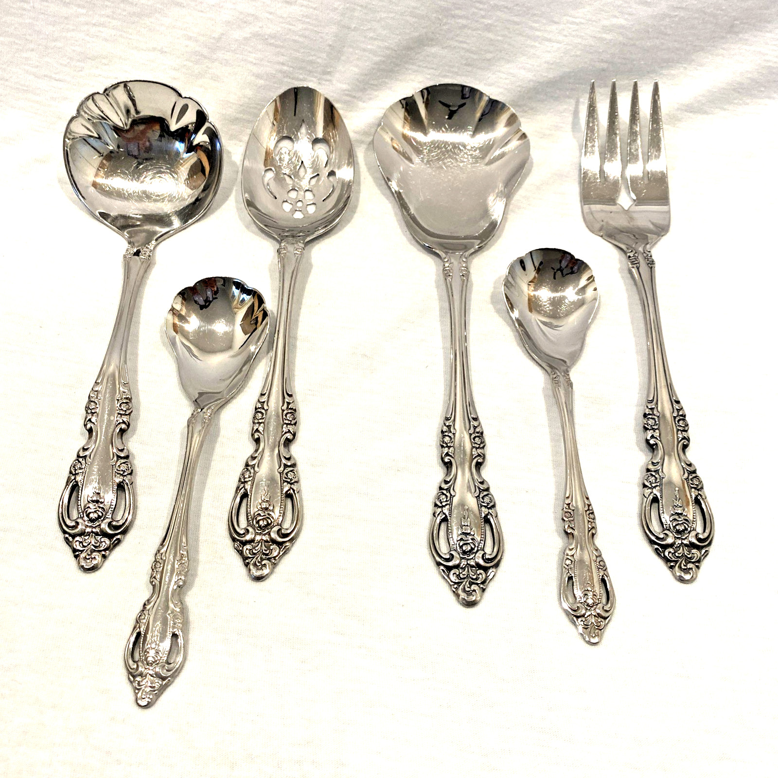 Oneida Brahms Set of 6 Serving Pieces Spoons Community Stainless Flatware Lot 4