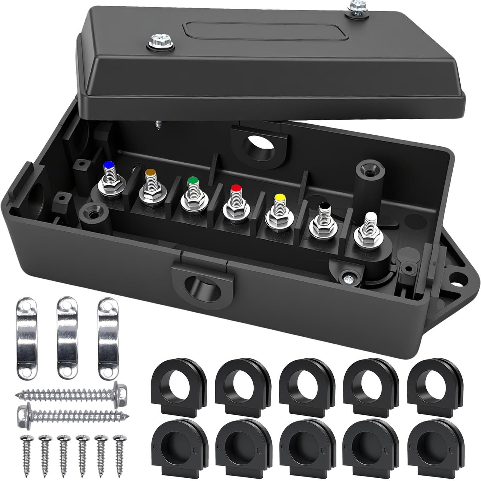 7 Way Trailer Junction Box Heavy Duty Trailer Wiring Connector Electrical Jun...