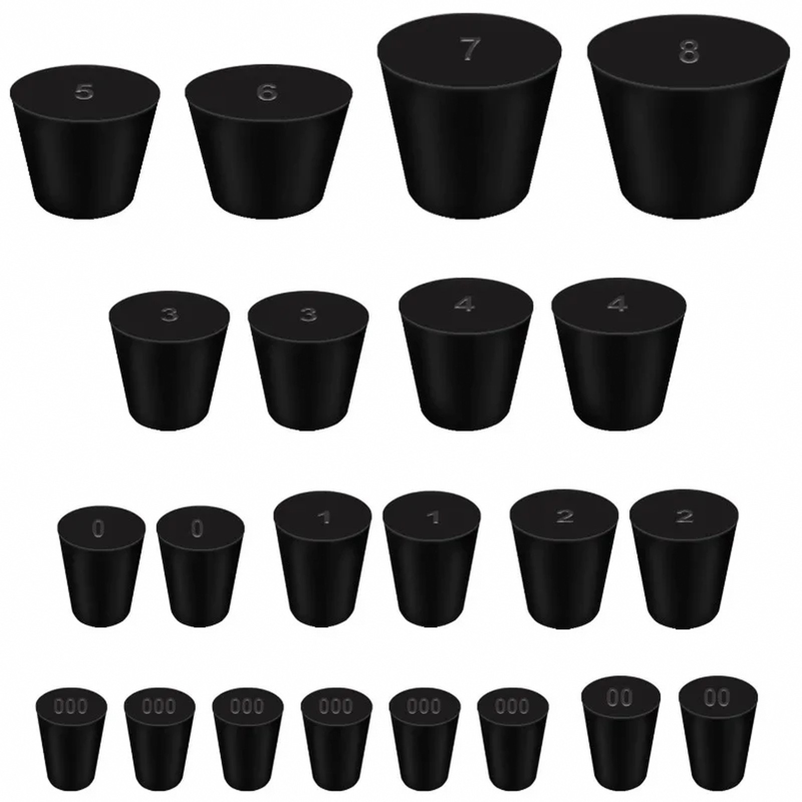 22pcs Solid Rubber Stopper Conical Rubber Plugs High Temp Sealing