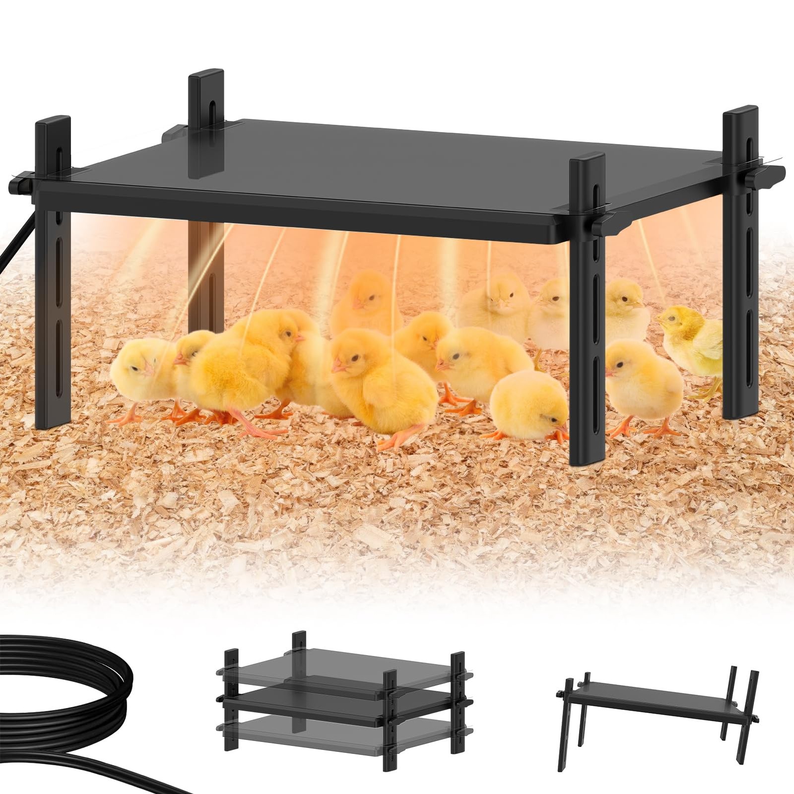 Large Brooder Plate for Chicks, 15"x 12.6" for 20 Baby Chicks, 49W Radiant-He...