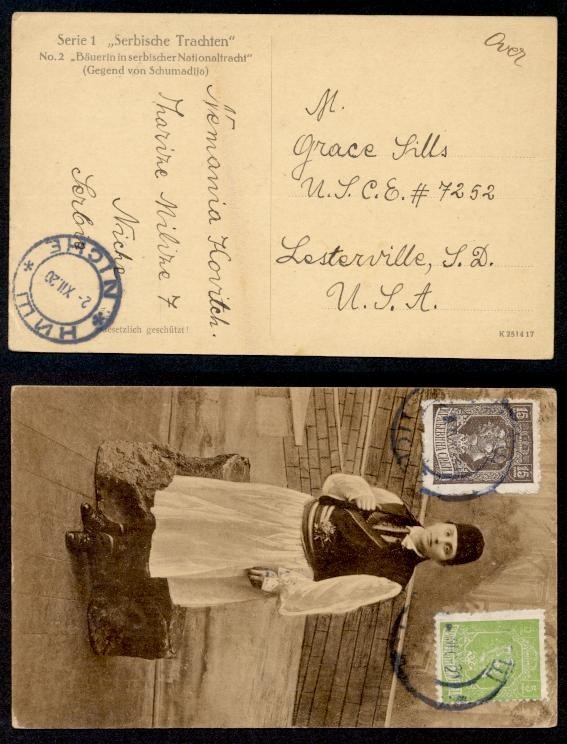 SERBIA 1920 PPC TO USA