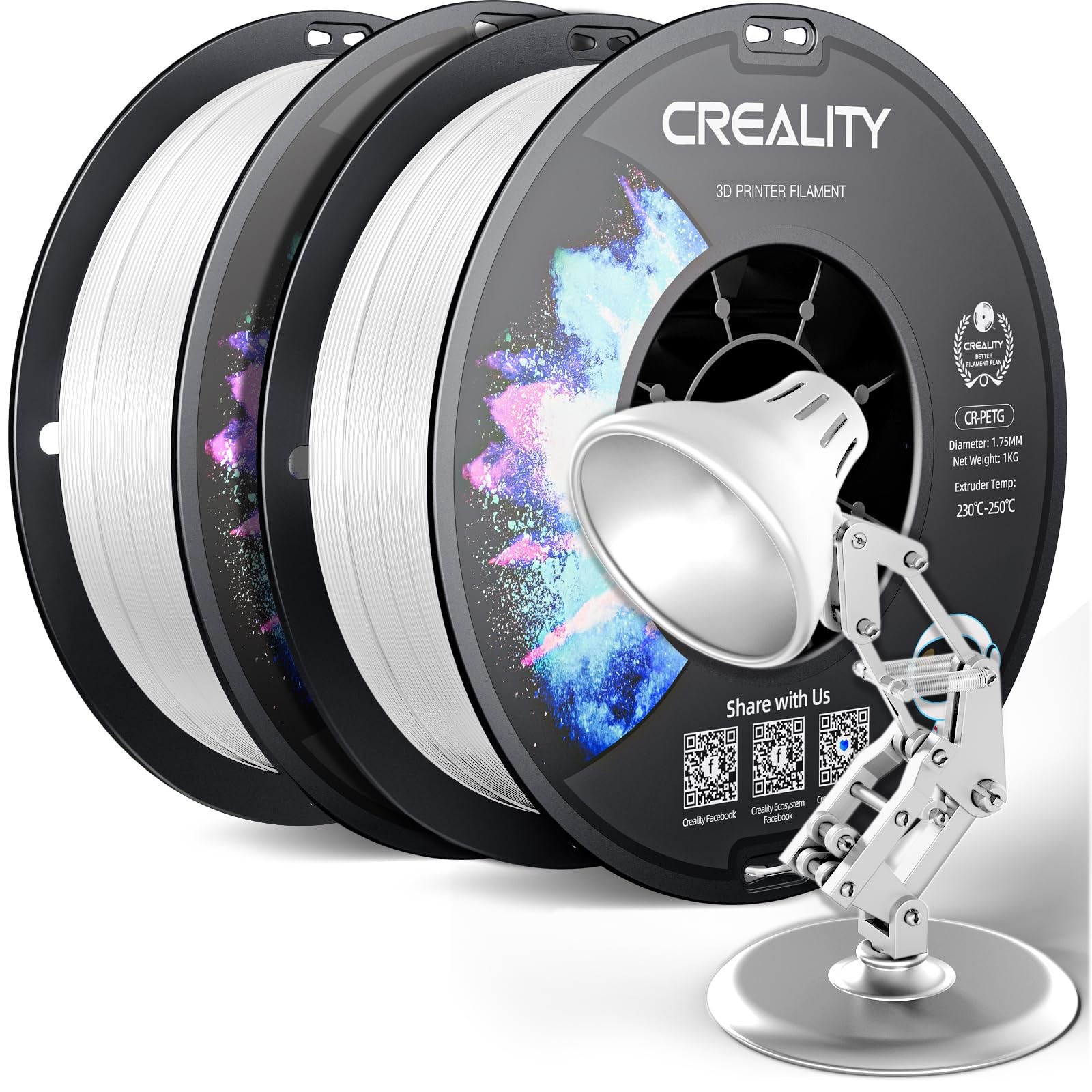 Official Creality PETG 3D Printer Filament 1.75mm 2KG Petg-2kg White+white 