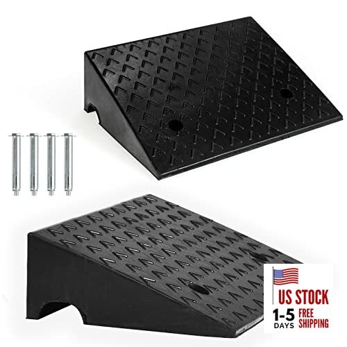  2PCS Rubber Car Curb Ramps, Portable Lightweight Threshold Ramp Set 5" Rise