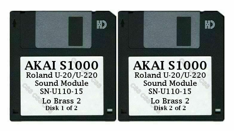Akai S1000 Floppy Disks Roland U-20/U-220 Sound Module SN-U110-15 Lo Brass 2