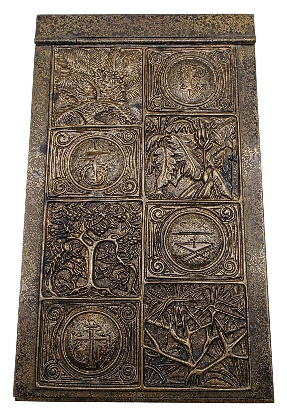 Antique TIFFANY STUDIOS Bronze Notepad Holder BOOKMARK TREE OF LIFE Pattern 1021