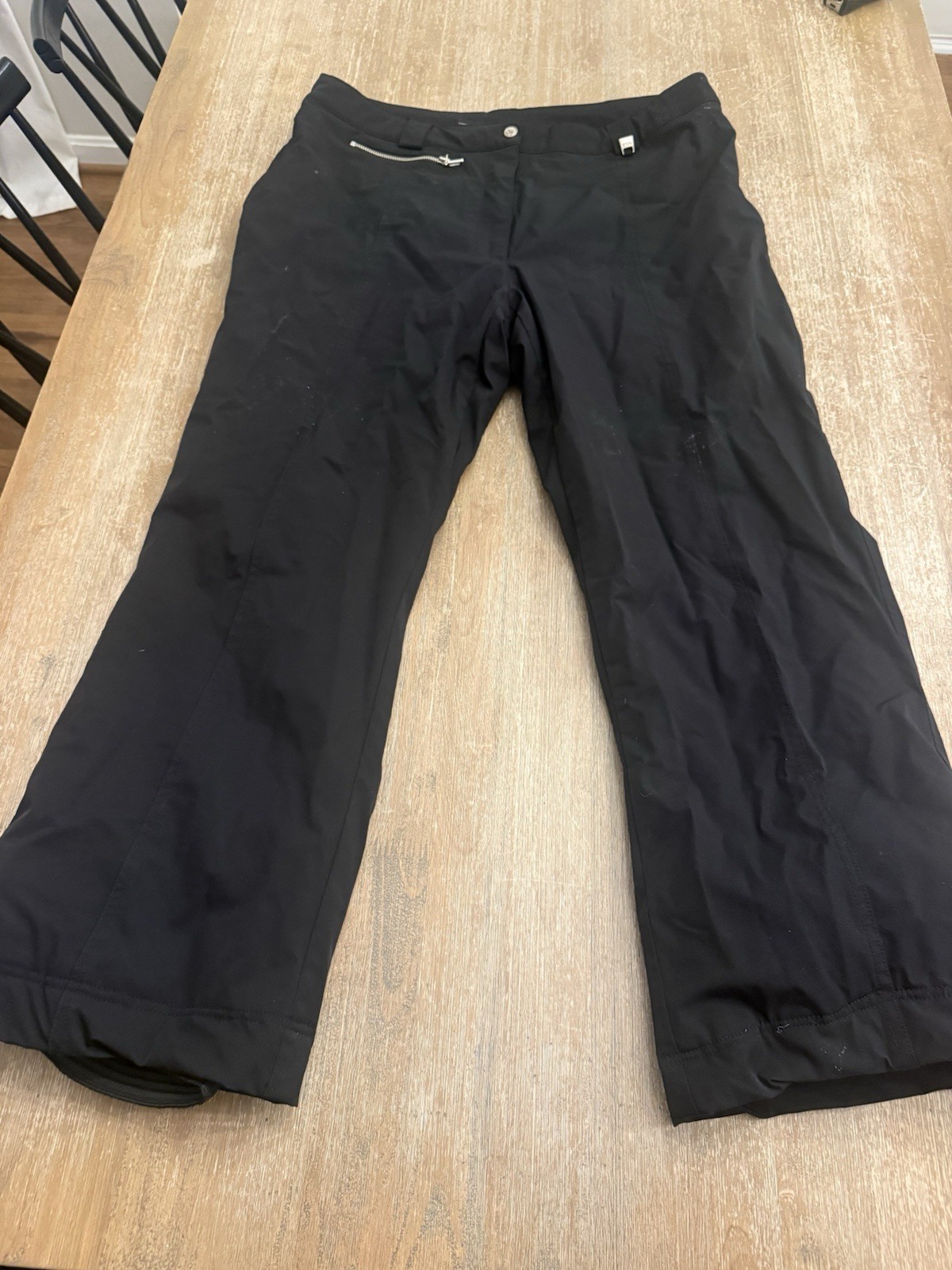 NILS Women’s Ski Snow Pants Black L Size 14 Zip Pockets Waterproof