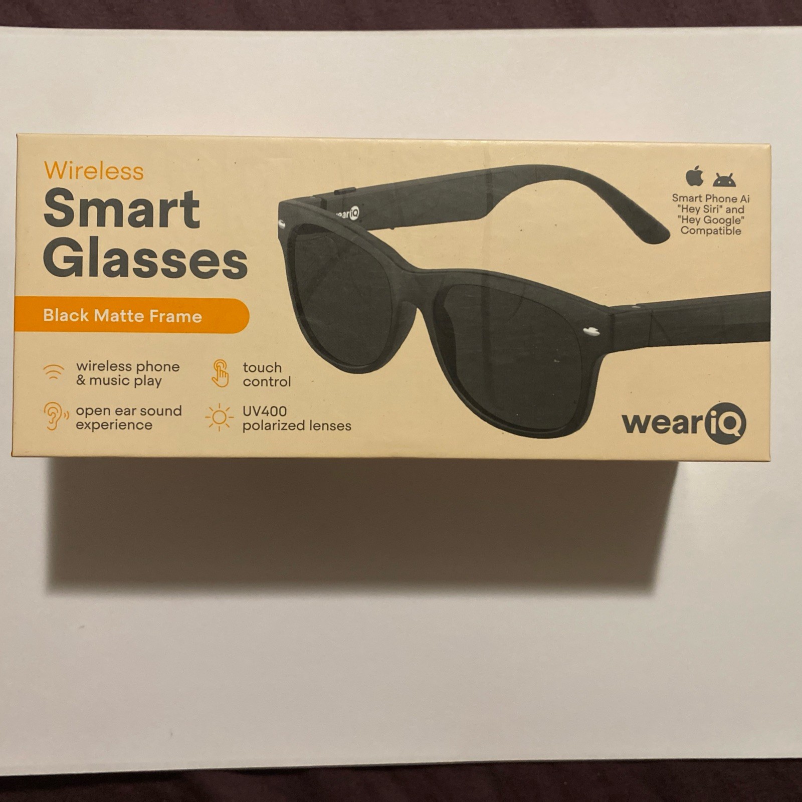 Wear iQ Wireless Smart Sunglass Bluetooth UV400 Polarized Lens Black Matte NIB