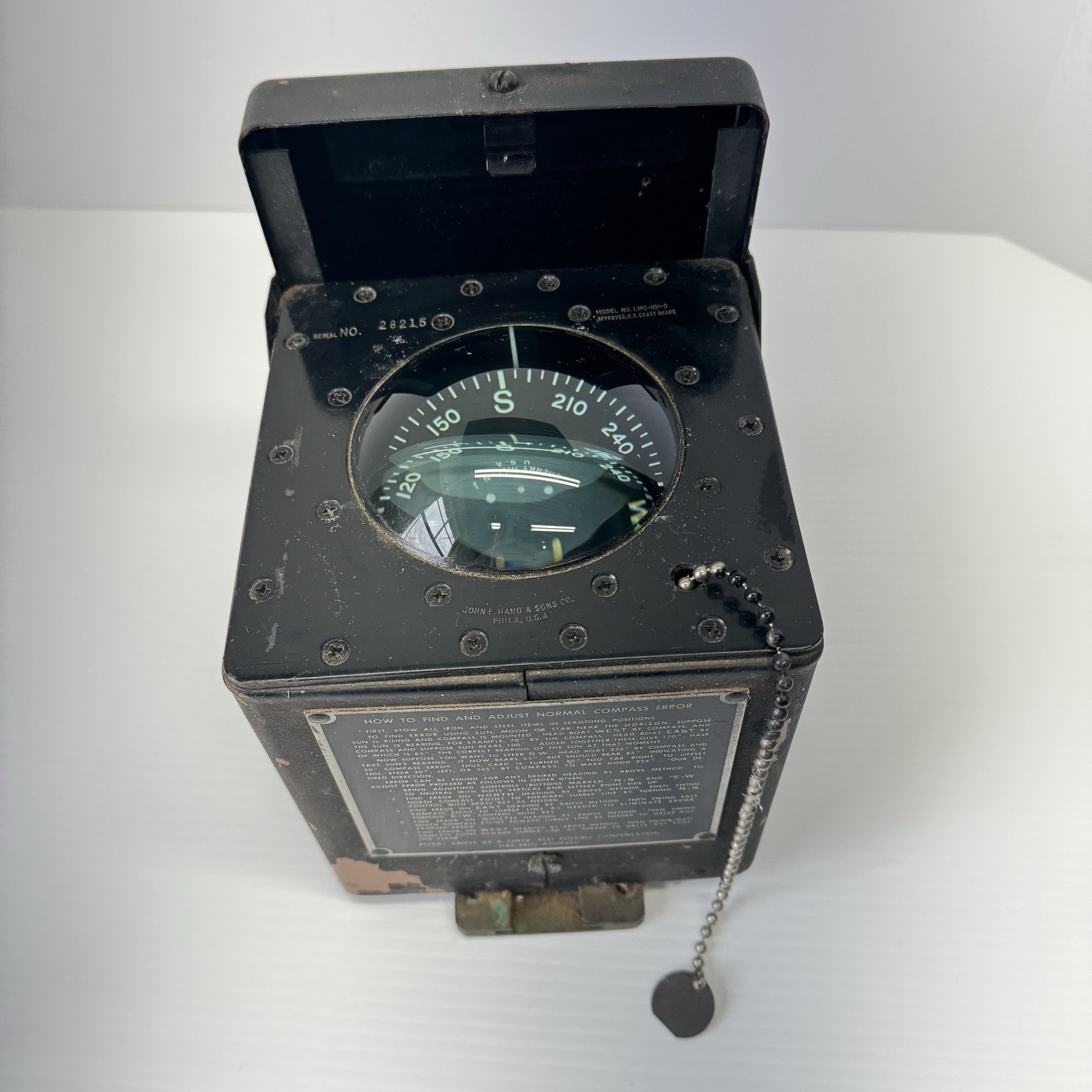 Vintage John E. Hand & Sons Co. Copper Lifeboat Compass SN-28489 MN-LMC 101 D