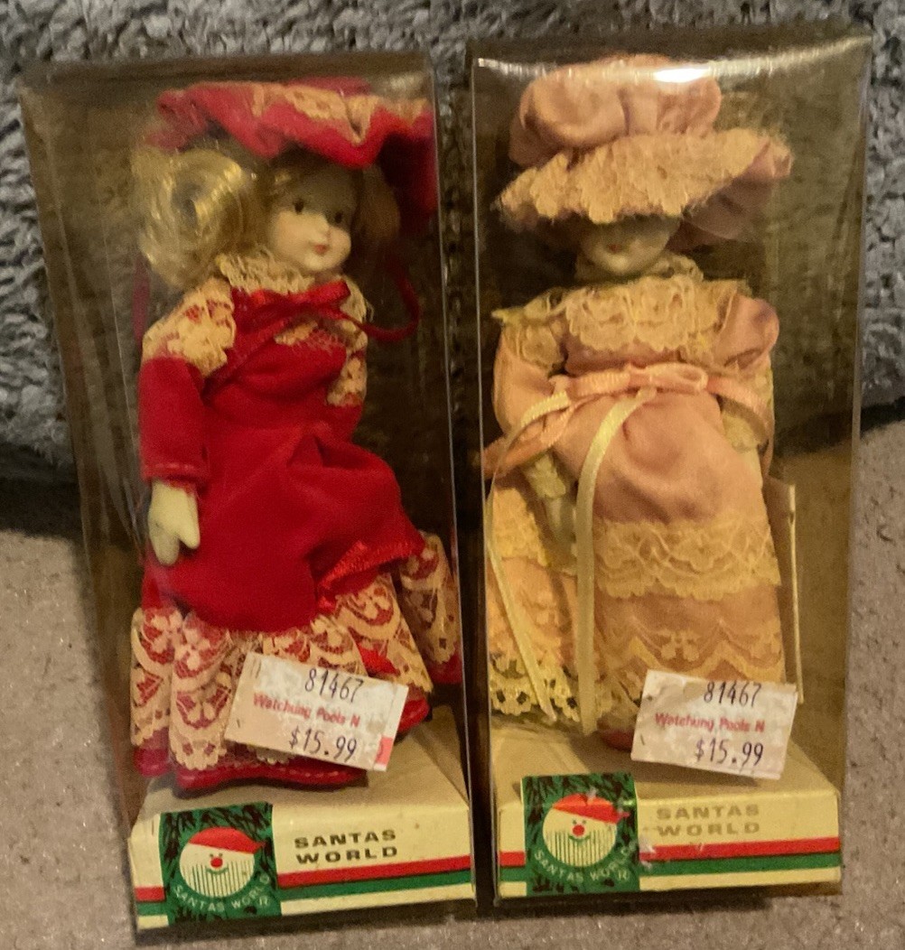 Kurt Adler Ornaments Santa’s World Collector’s Dolls Set of 2, Vintage Christmas