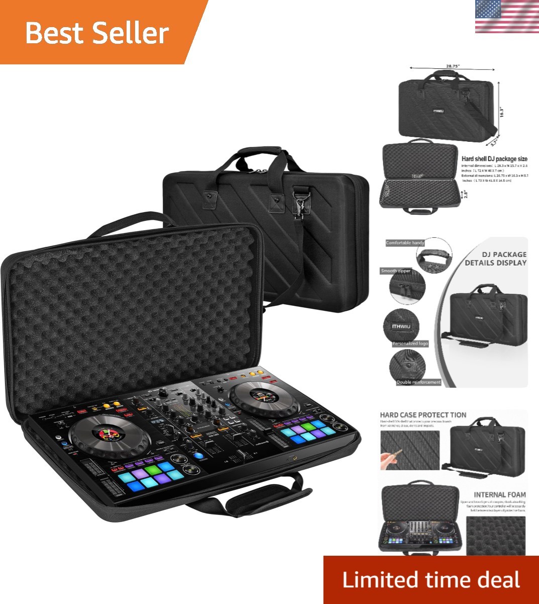 Pioneer DDJ 1000 SRT Hard Storage Case DJ Controller Carrying Case Black Ligh...