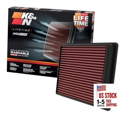  High-Flow Original Lifetime Engine Air Filter: Increase Power: (Pack of 1)
