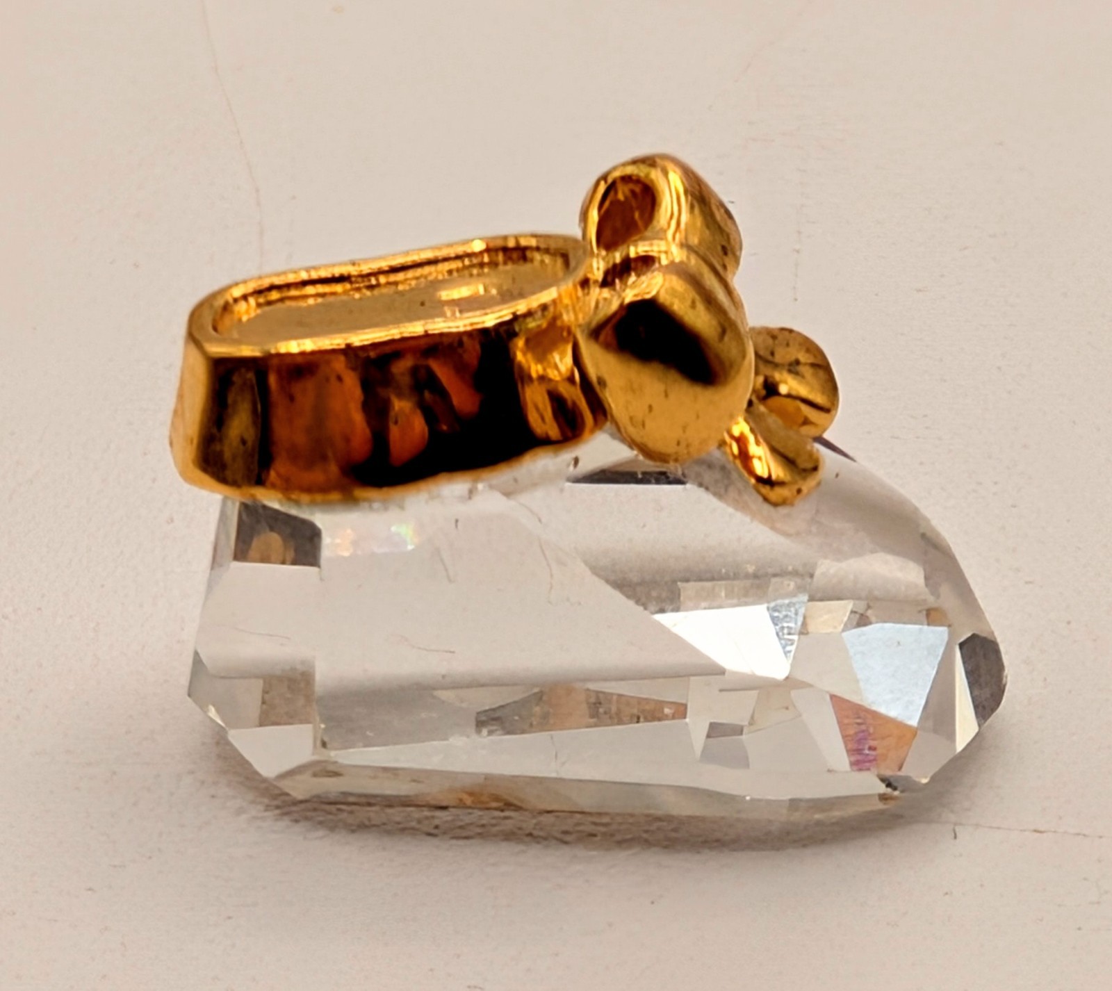 Swarovski Crystal Childhood Dreams Gold Plated Baby Shoe Slipper Retired