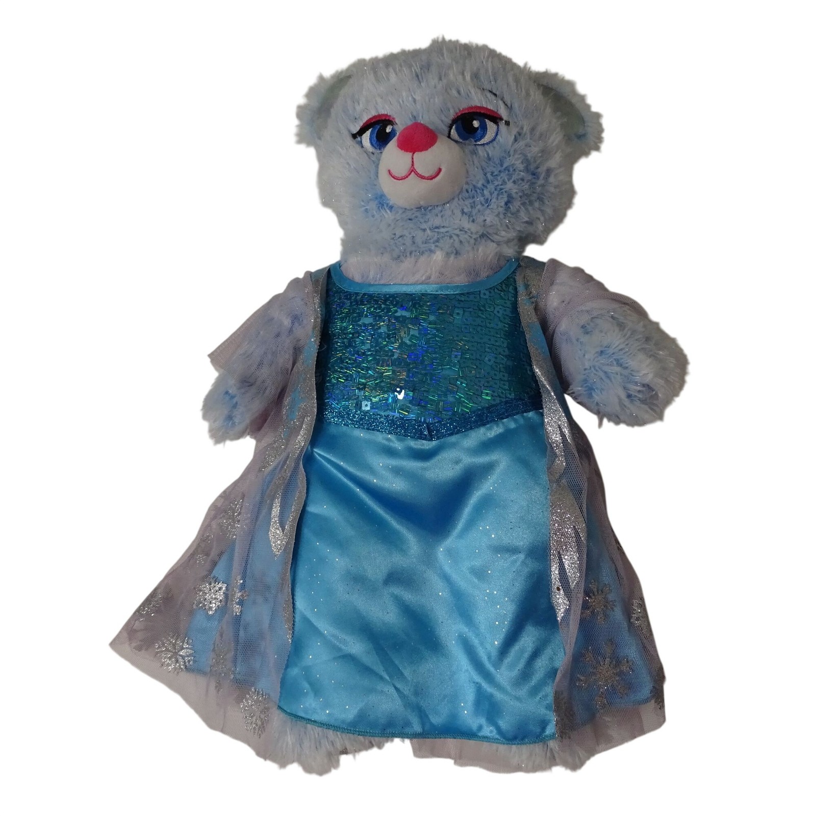Build A Bear Disney Frozen Elsa Blue Stuffed Bear Plush Toy with Dress 16 inch