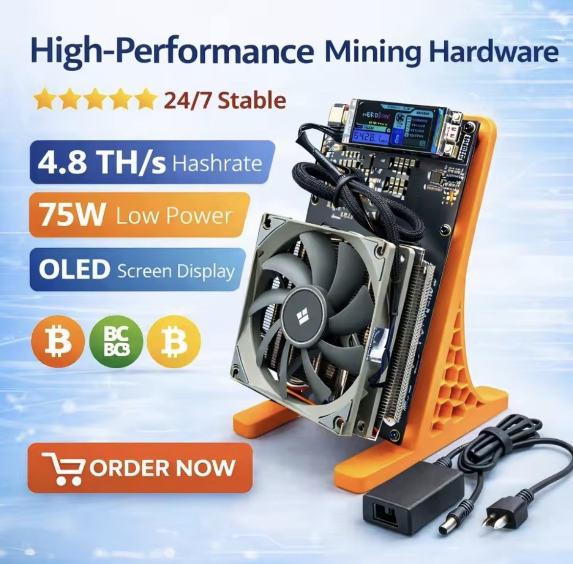 Bitaxe Supra Hex 702 Upgrade Gamma 601 4.2Th/s 2.4g WiFi 90W Bitcoin Miner US qr