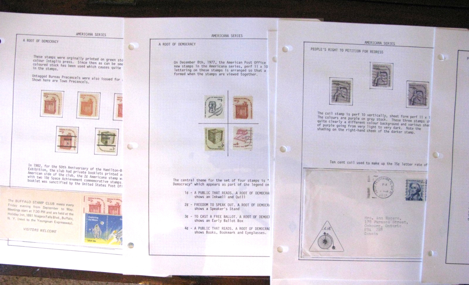 US Americana Series Stamps 1975 - 1981 Mounted, 16 binder sheets +history 