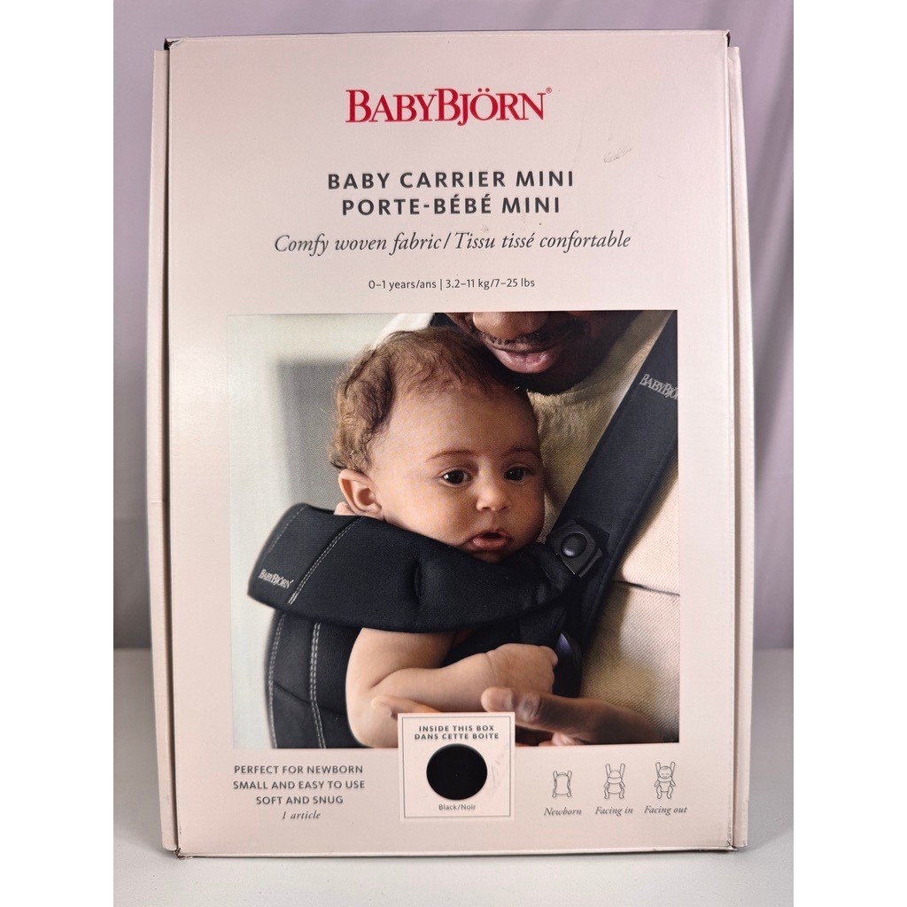 BabyBjorn Baby Carrier Mini Black Comfy Woven Fabric Newborn 0-1 Years 3.2-11kg