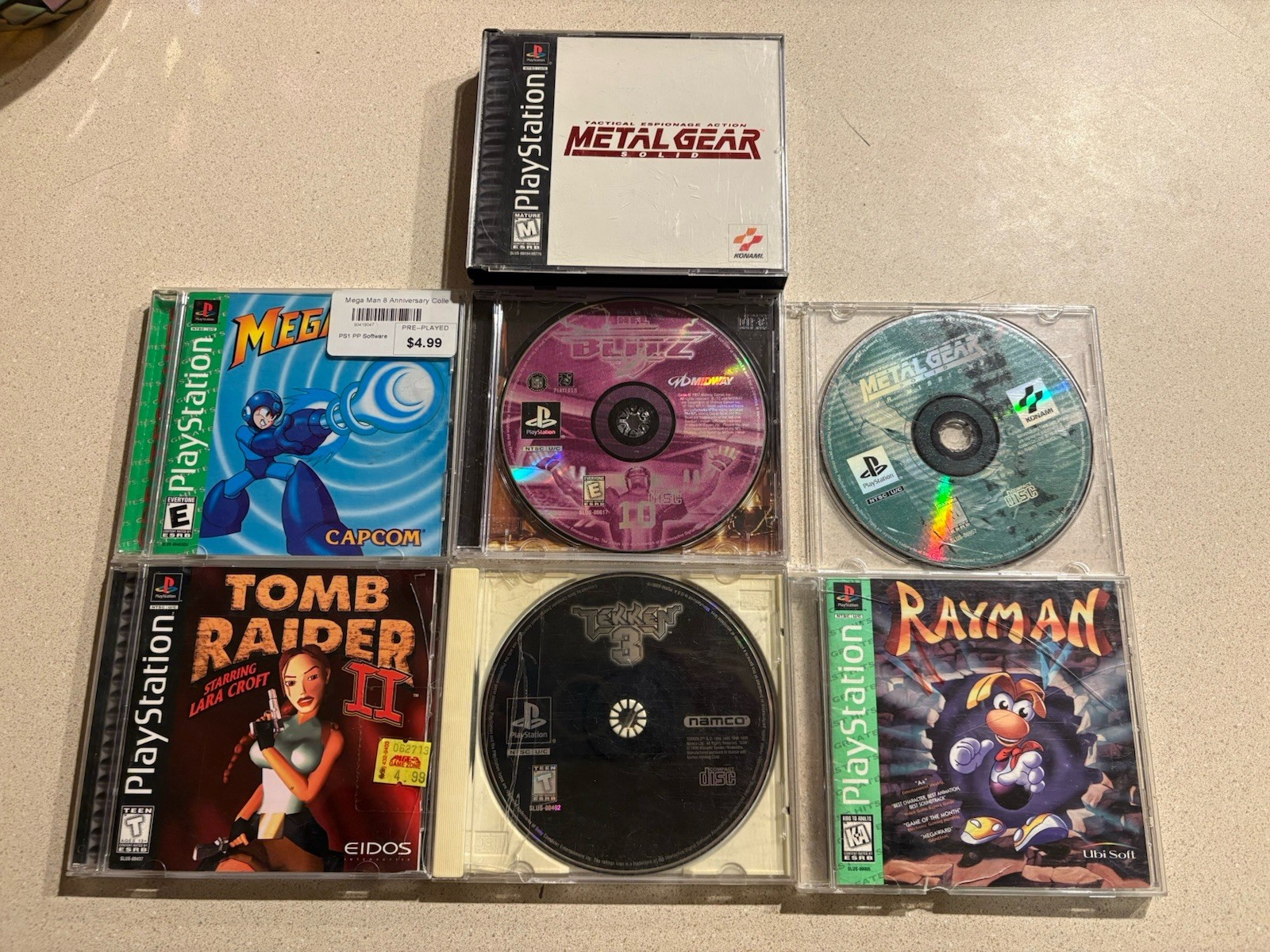 PlayStation Capcom Eidos Ubisoft Mega Man Rayman Tomb Raider Game Lot NTSC-U/C
