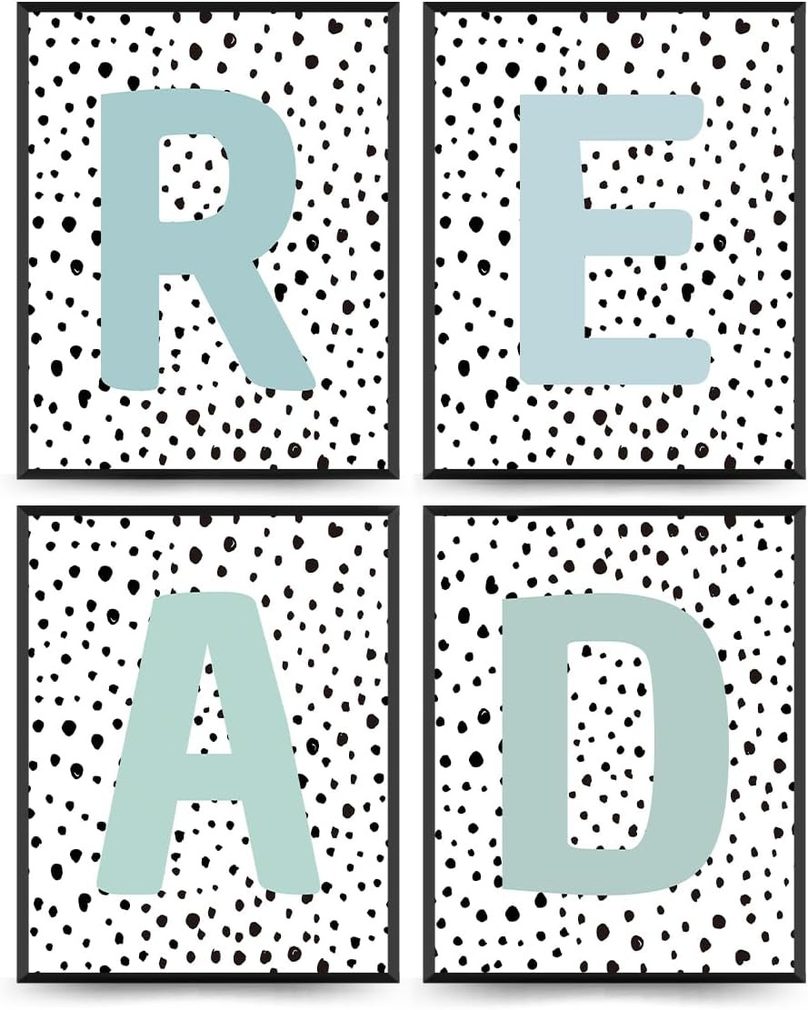 Classroom Decor, Blue Classroom Must Haves Homeschool Decor Set of 4, Reading No