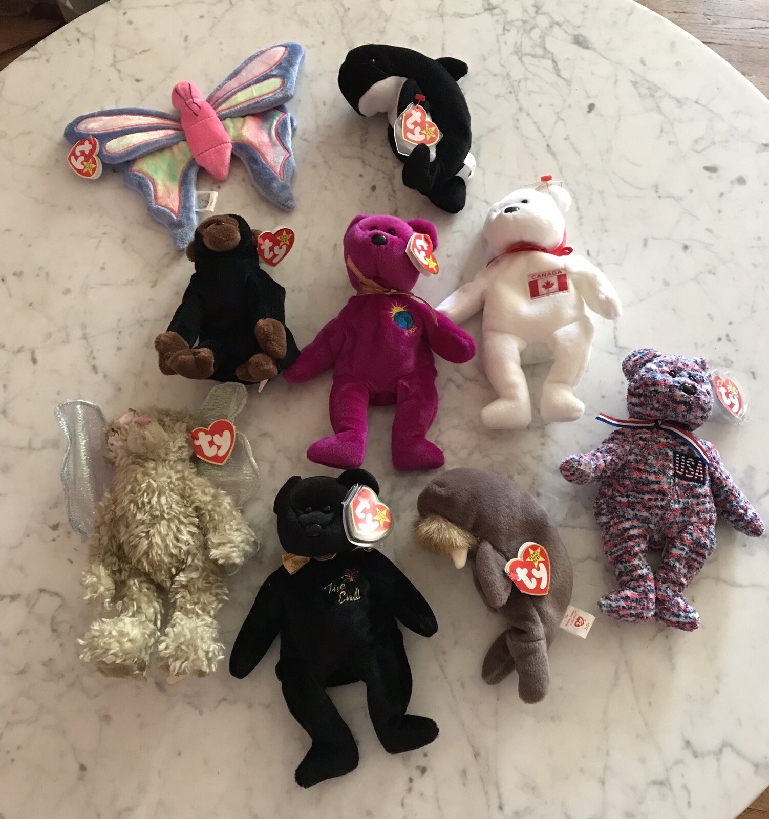 TY Beanie Babies Lot of 9 Most Retired Some With Errors Millennium Congo etc NWT