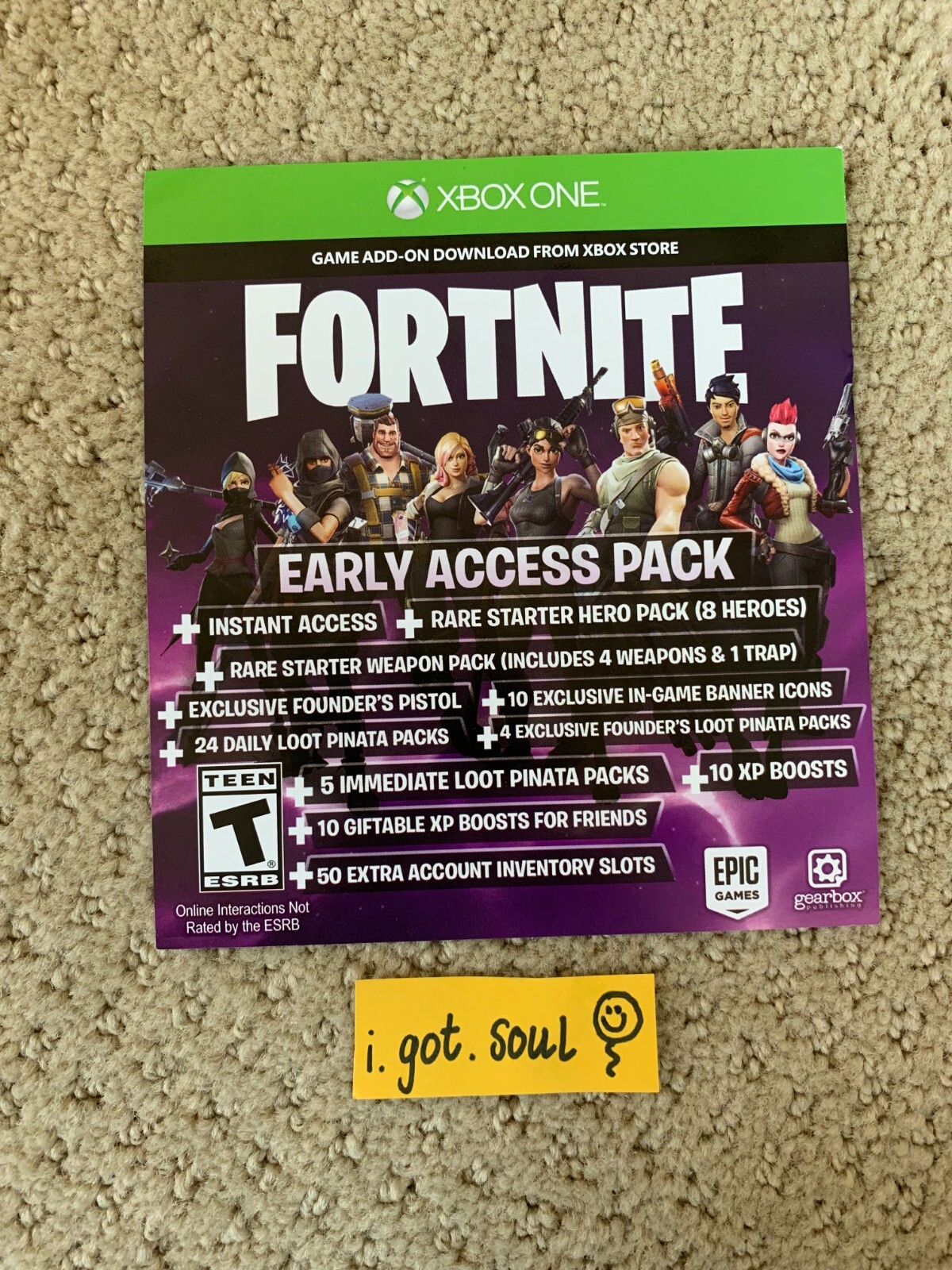 1x Fortnite Xbox Deluxe Founders Early Access Pack Code Only Valid Unused One X