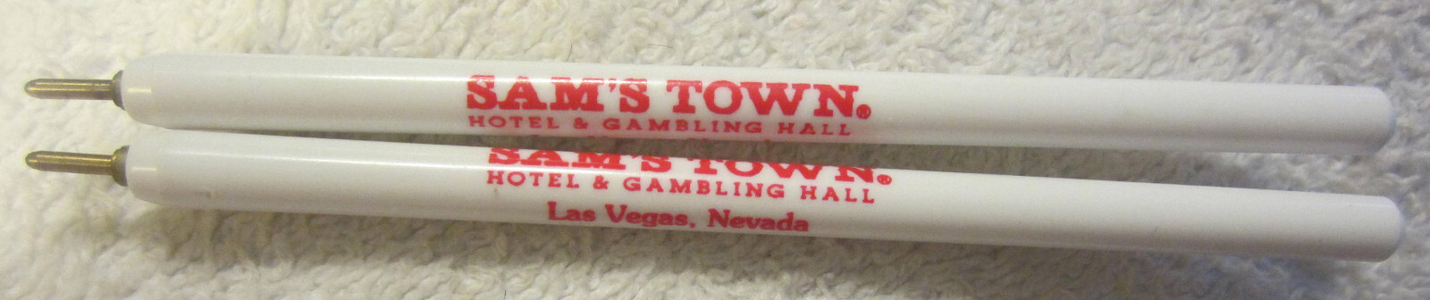 2 ad lot of Sam's Town casino hotel gambling hall, rare pens,Las vegas NV VTG