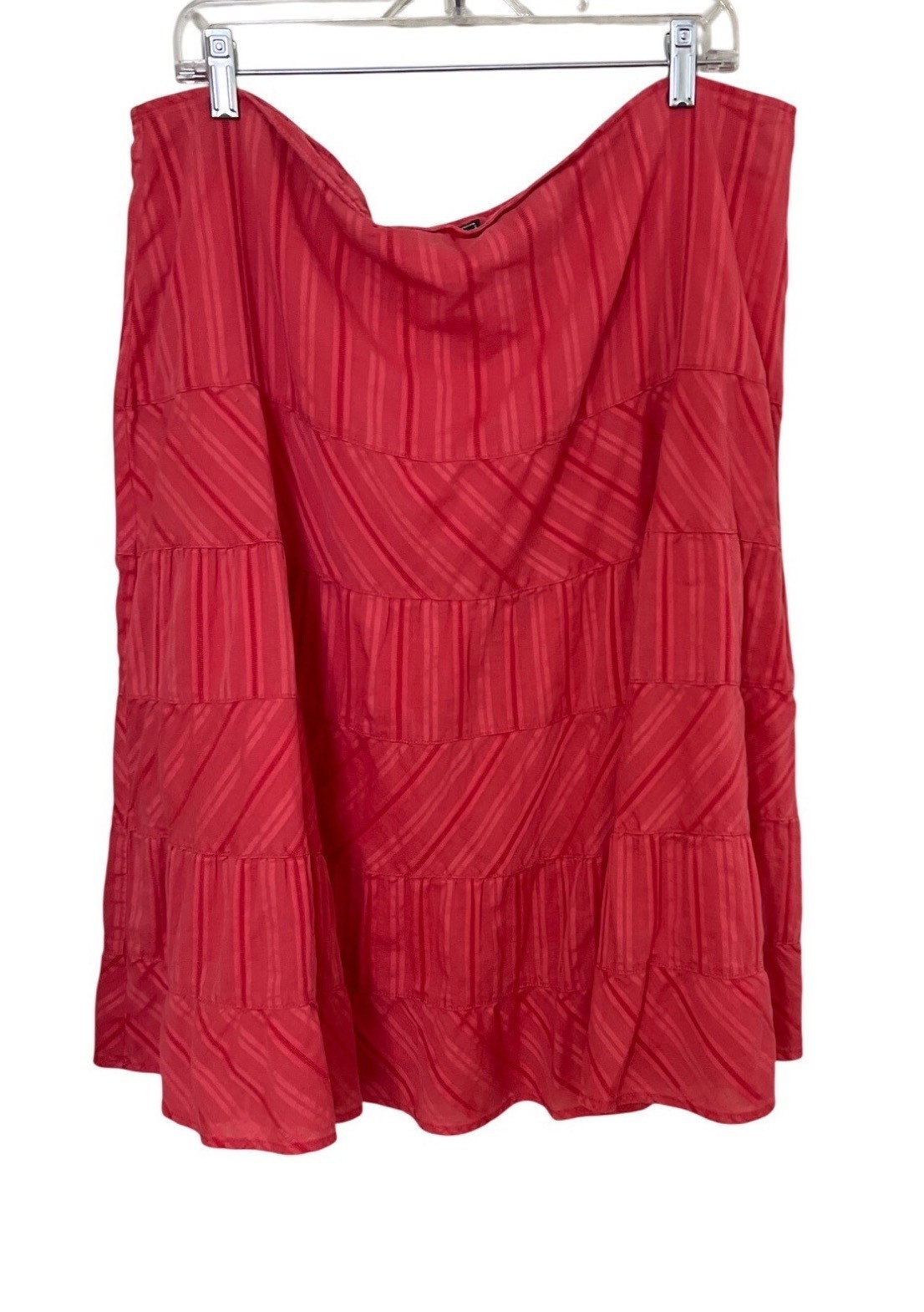 Eddie Bauer Linen Blend Tiered A-Line Skirt XL Lagenlook Beach Coastal Boho