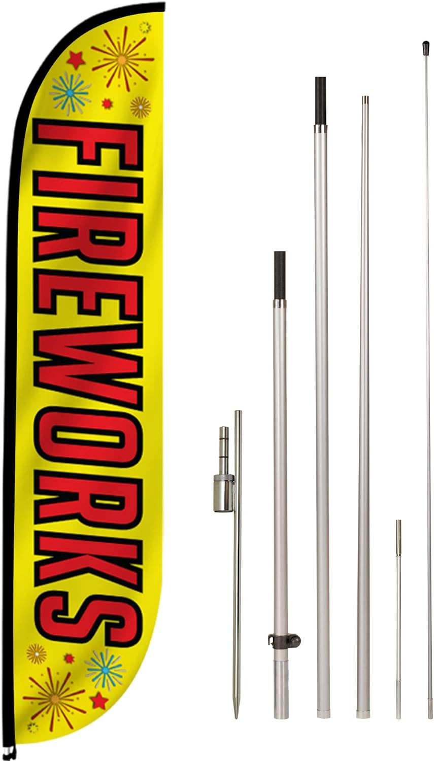 Feather Flag Set, 12 Ft Advertising Flag with Fiberglass Poles and Ground Spike 