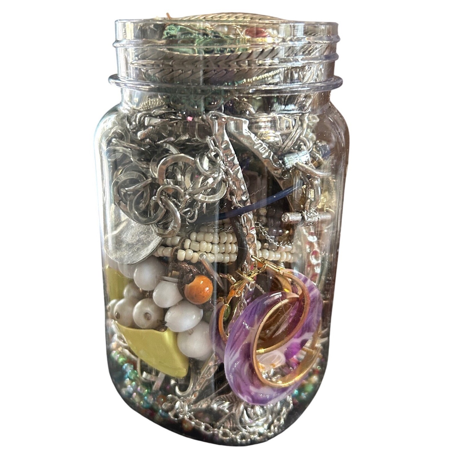 Large Mixed Jewelry Jar 1 lb 8.2 oz – Beaded, Statement & Vintage Style Pieces