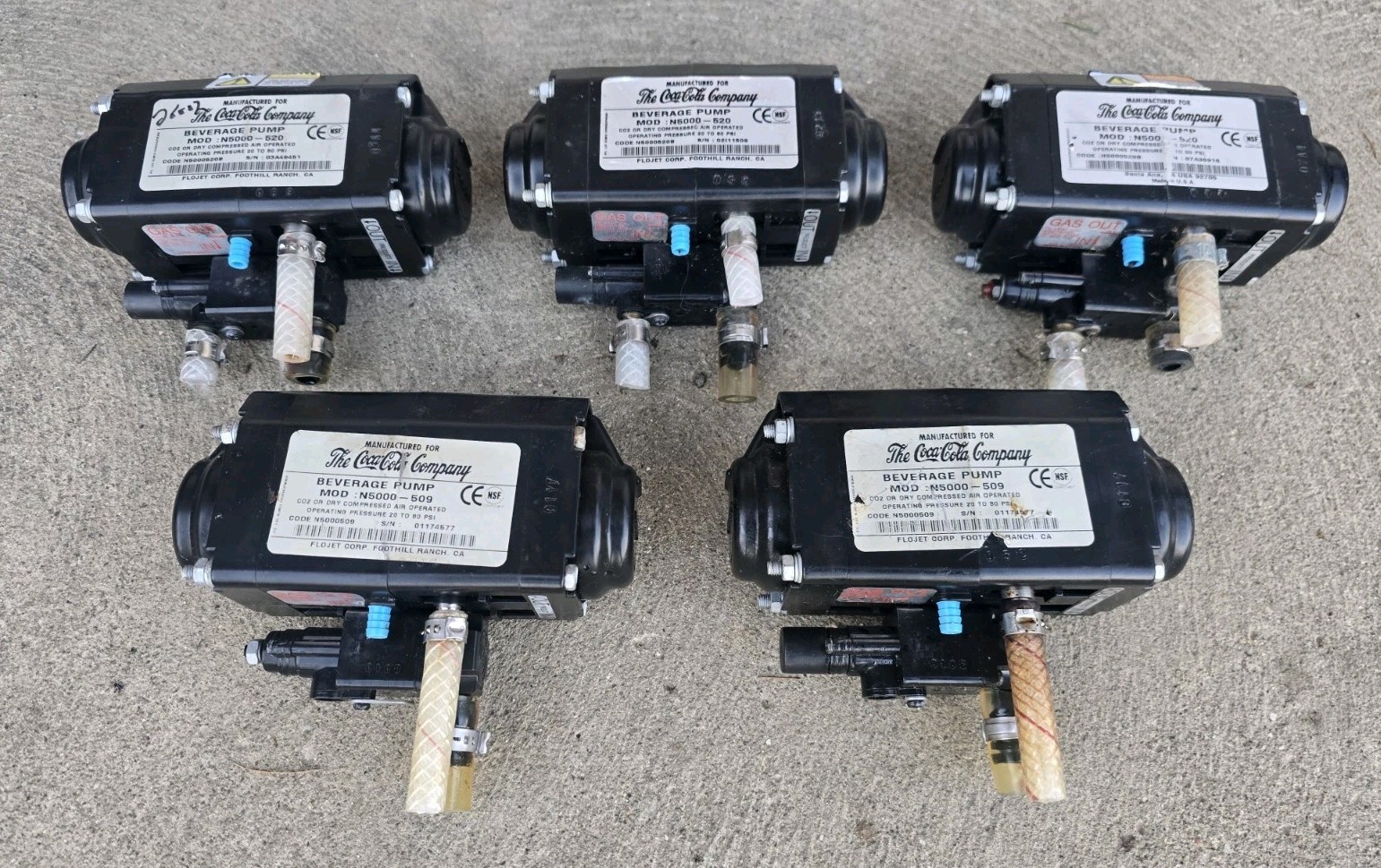 5 Coca-Cola Beverage Pump Flojet T5000 Series air-operated diaphragm UNTESTED