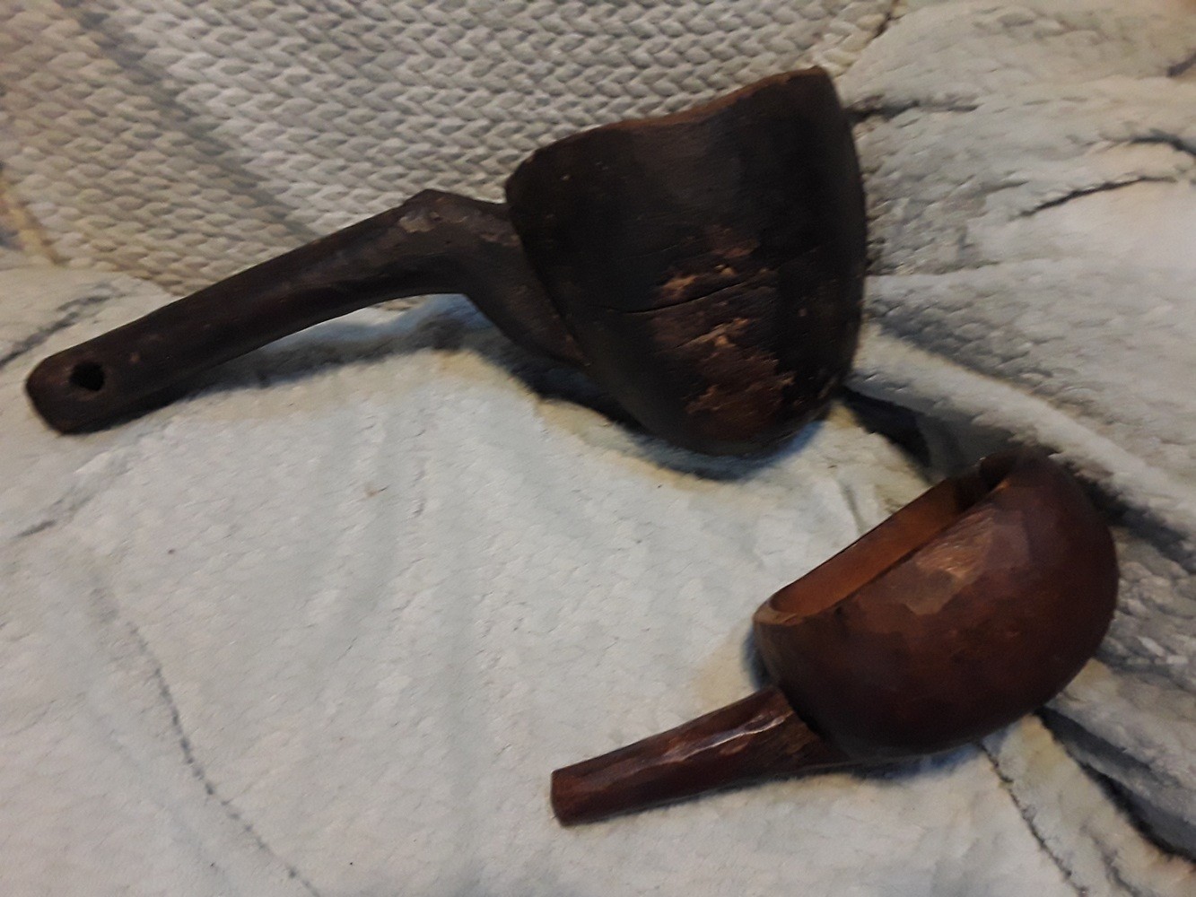 Old Hand Carved Scoops Ladles Possibly Native American With Repairs