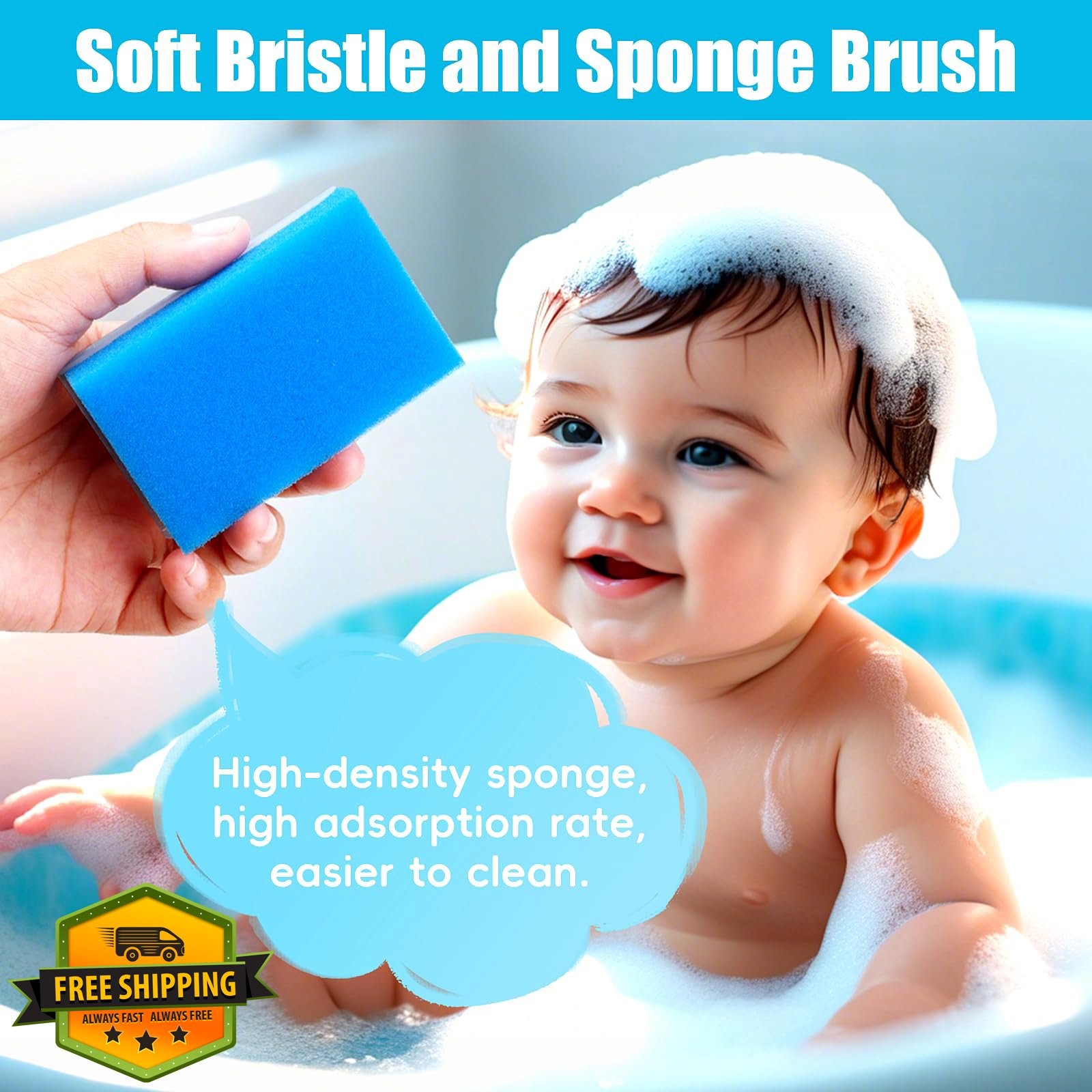 JOSCHOO Cradle Cap Brush Set 5pc Baby Bath Blue