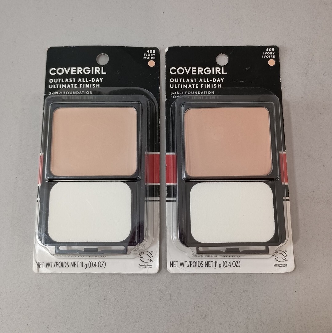 2 Pack CoverGirl Outlast All-Day Ultimate Finish Foundation, Ivory 405, 0.4 oz 