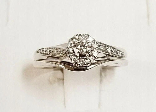 2Ct Round Cut Lab Created Diamond 14K White Gold FN Engagement Ring Set