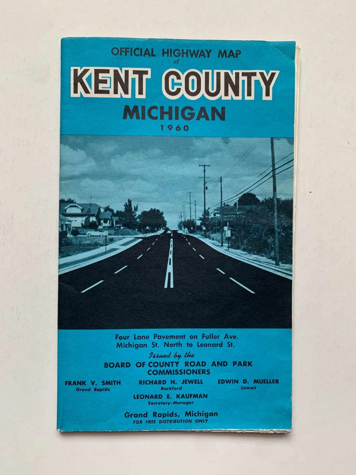 1960 Official Highway Map KENT COUNTY Michigan, County Road & Park Commissioners