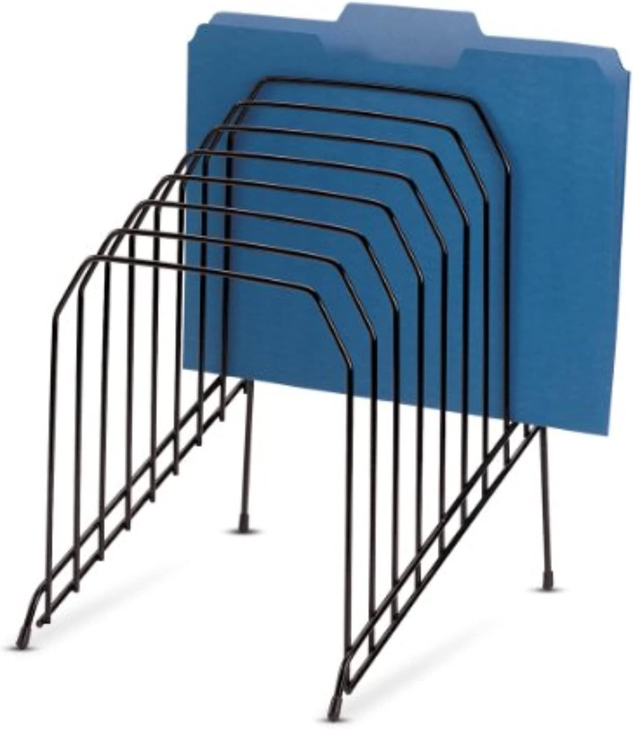 Large Incline 8 Compartment Wire Caddy, Black, 8.5 x 10.375 x 12.625 Inches