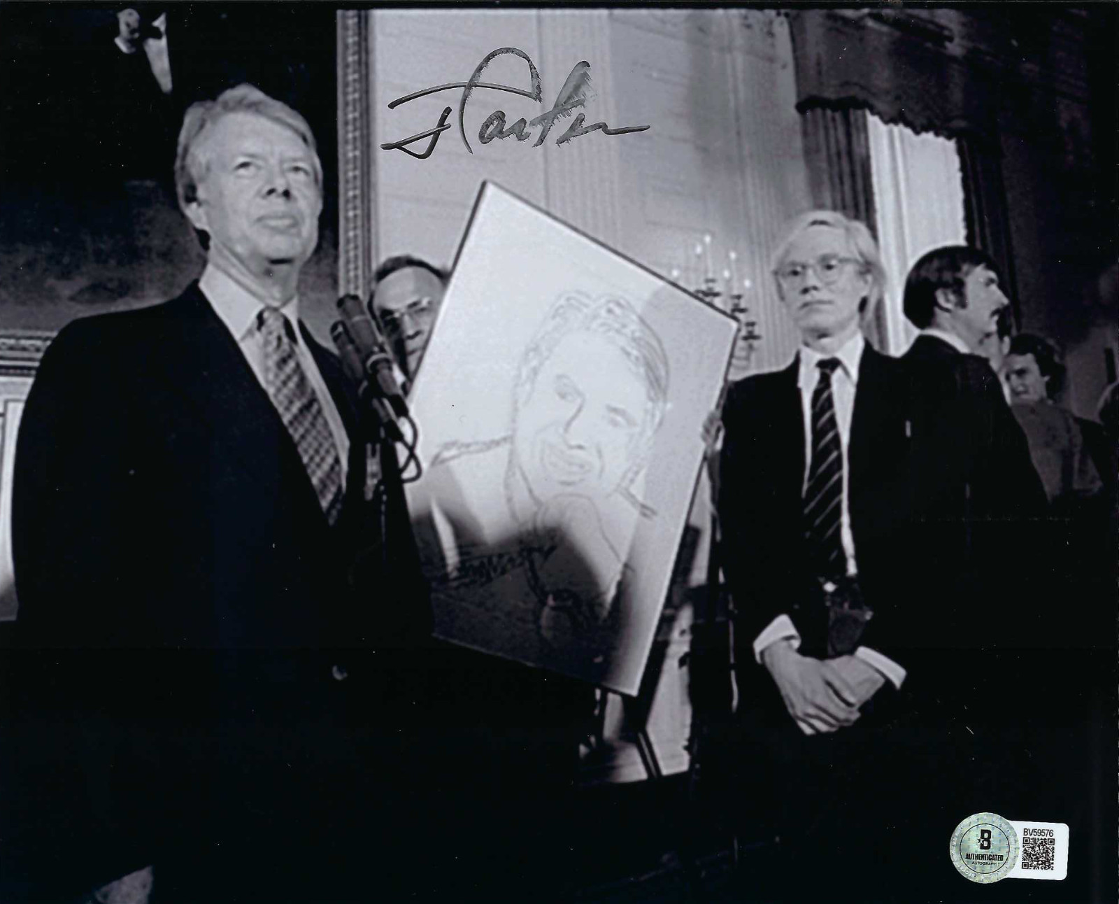 President Jimmy Carter 8x10 photo w/ Andy Warhol autographed signed JSA BAS PSA