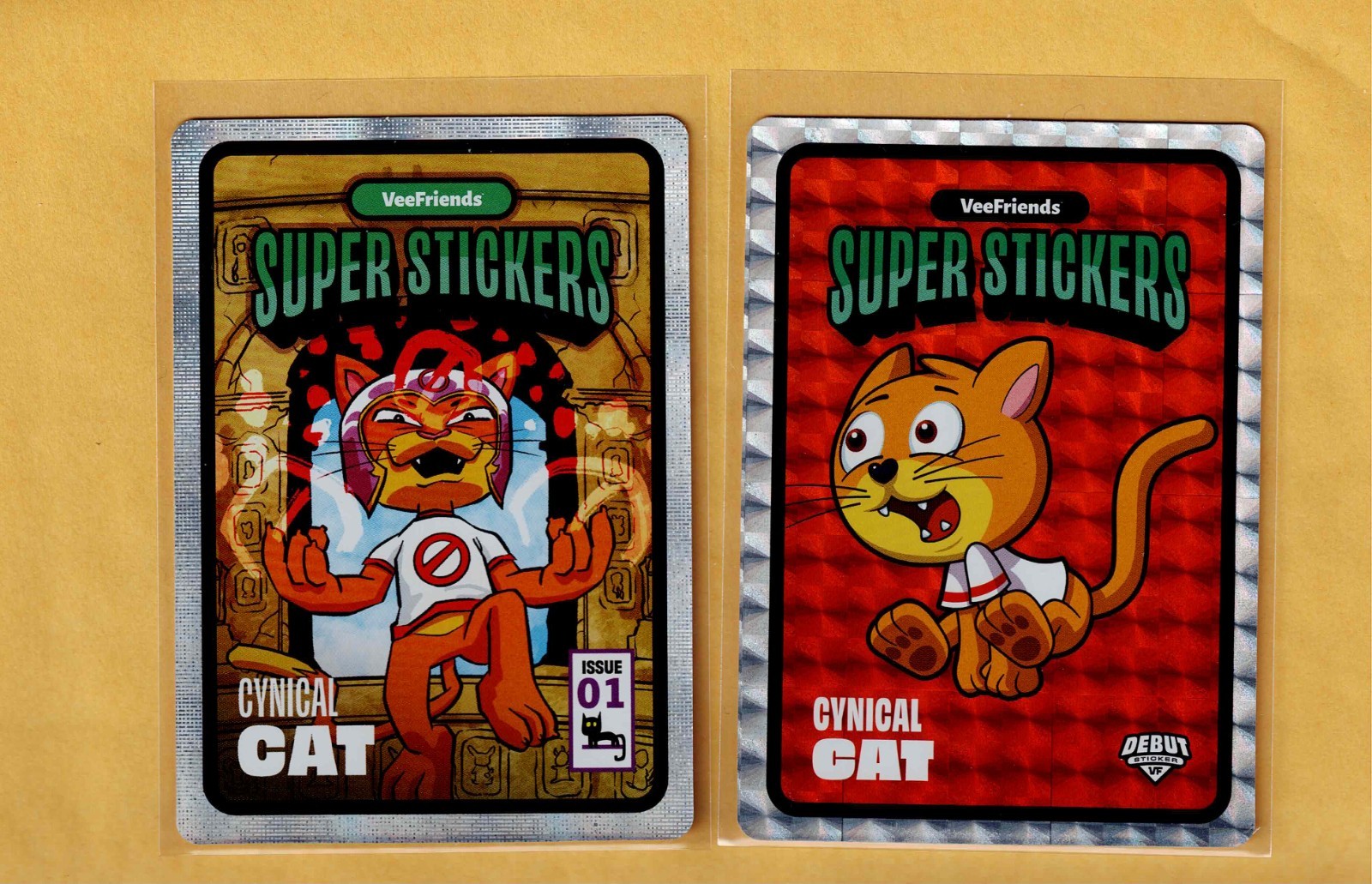 2026 VEEFRIENDS SPECTACULAR SUPER STICKER 2 DIFFERENT CARD LOT CYNICAL CAT COMIC