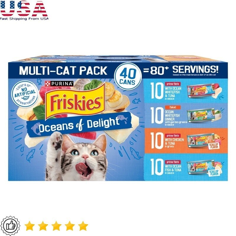 Purina Ocean Of Delight Gravy Cat Food Variety Pack Wet Canned 5.5oz 40 Cans New