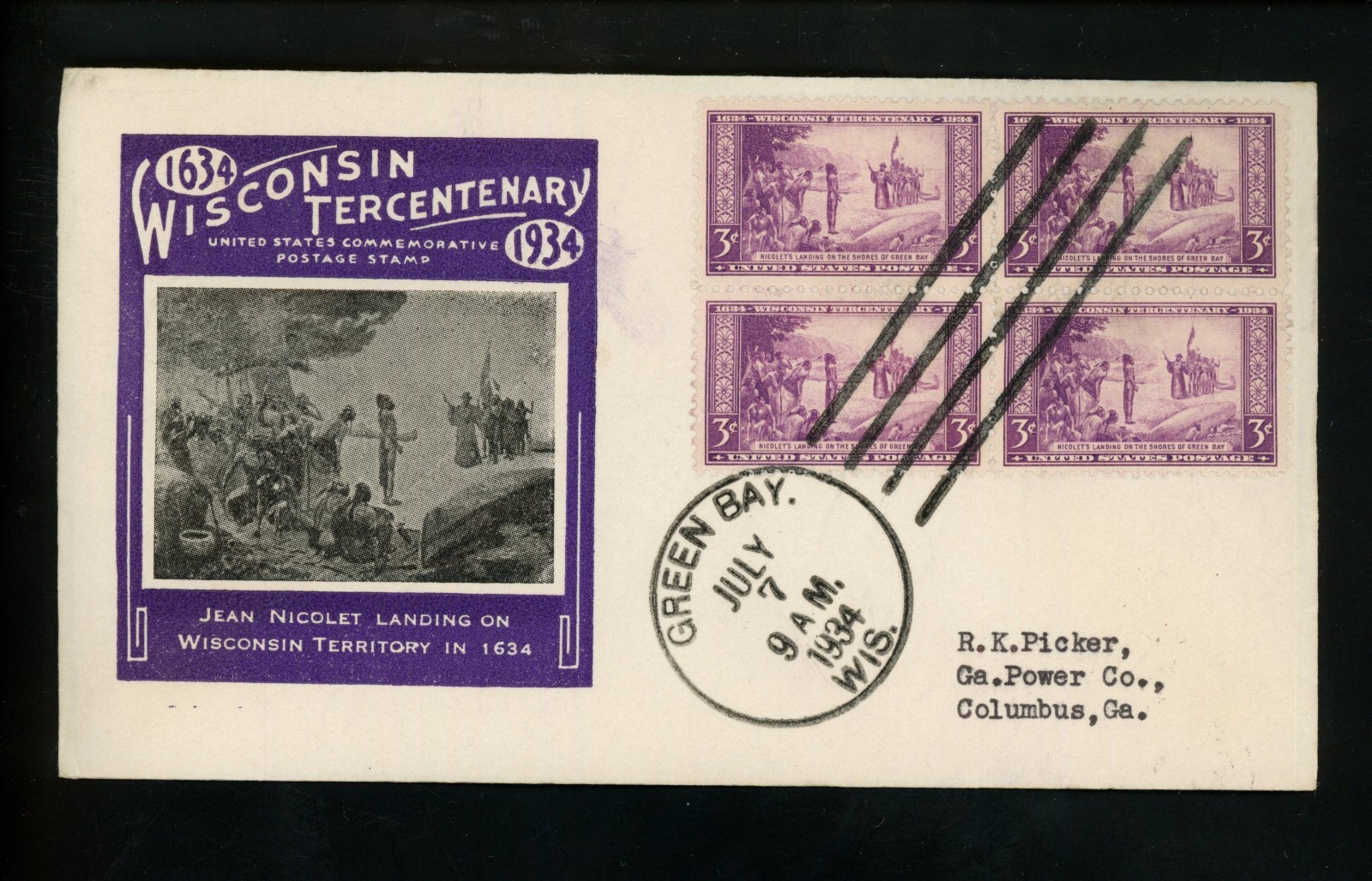 US FDC #739 Ioor M-5 1934 Green Bay WI Wisconsin Tercentenary HC