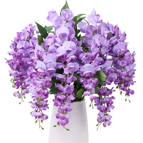  Artificial Hanging Flowers Spring Fake Flower for Vase, 2Pcs Silk Light Purple