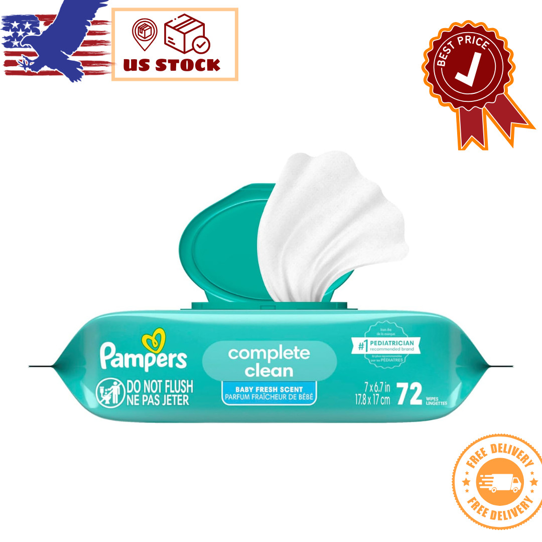 Pampers Baby Wipes, Complete Clean Baby Fresh Scented Wipe, 72 Total (1 pack)