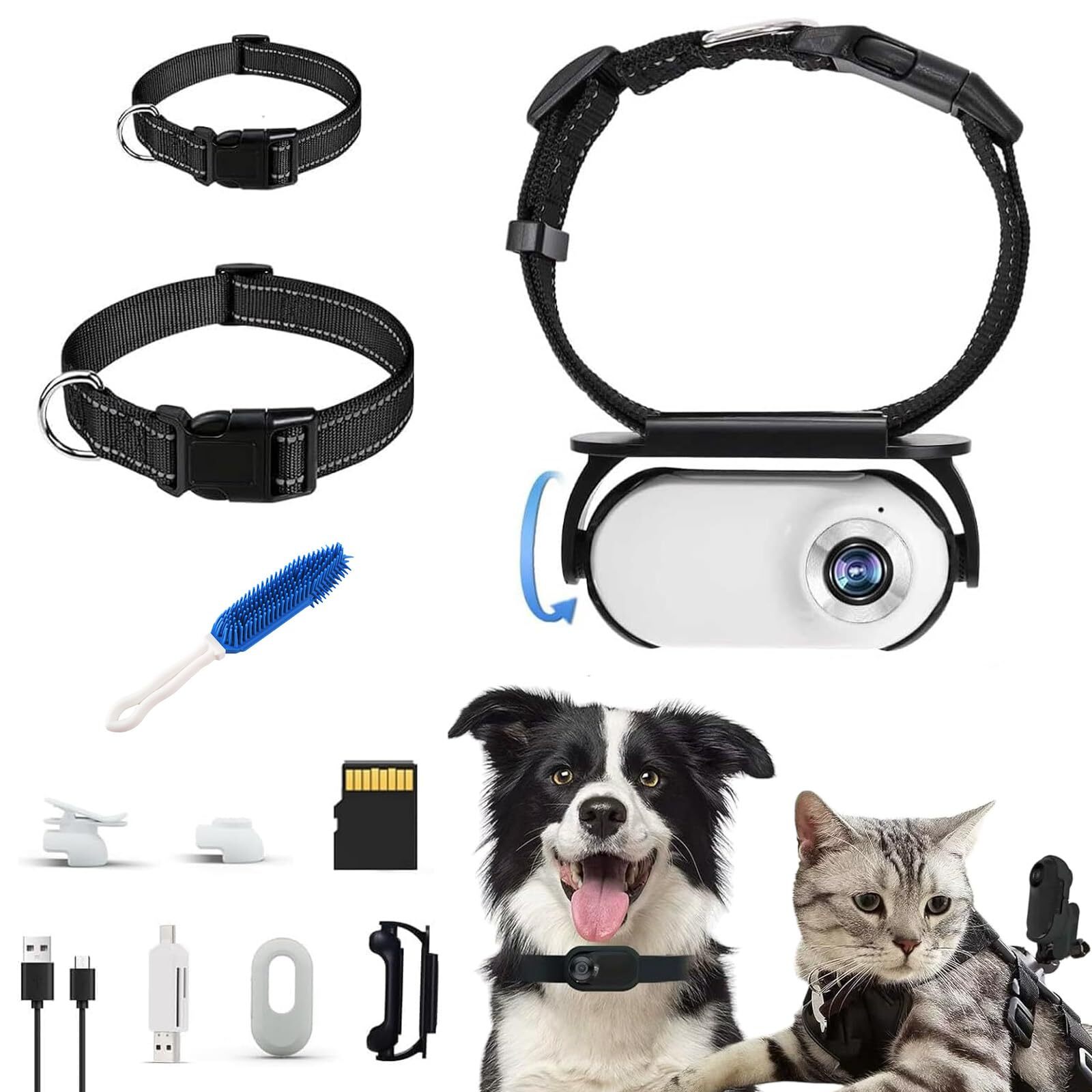 CatCam Pro 1080p HD Wearable Cat Camera Collar with Video Record Waterproof
