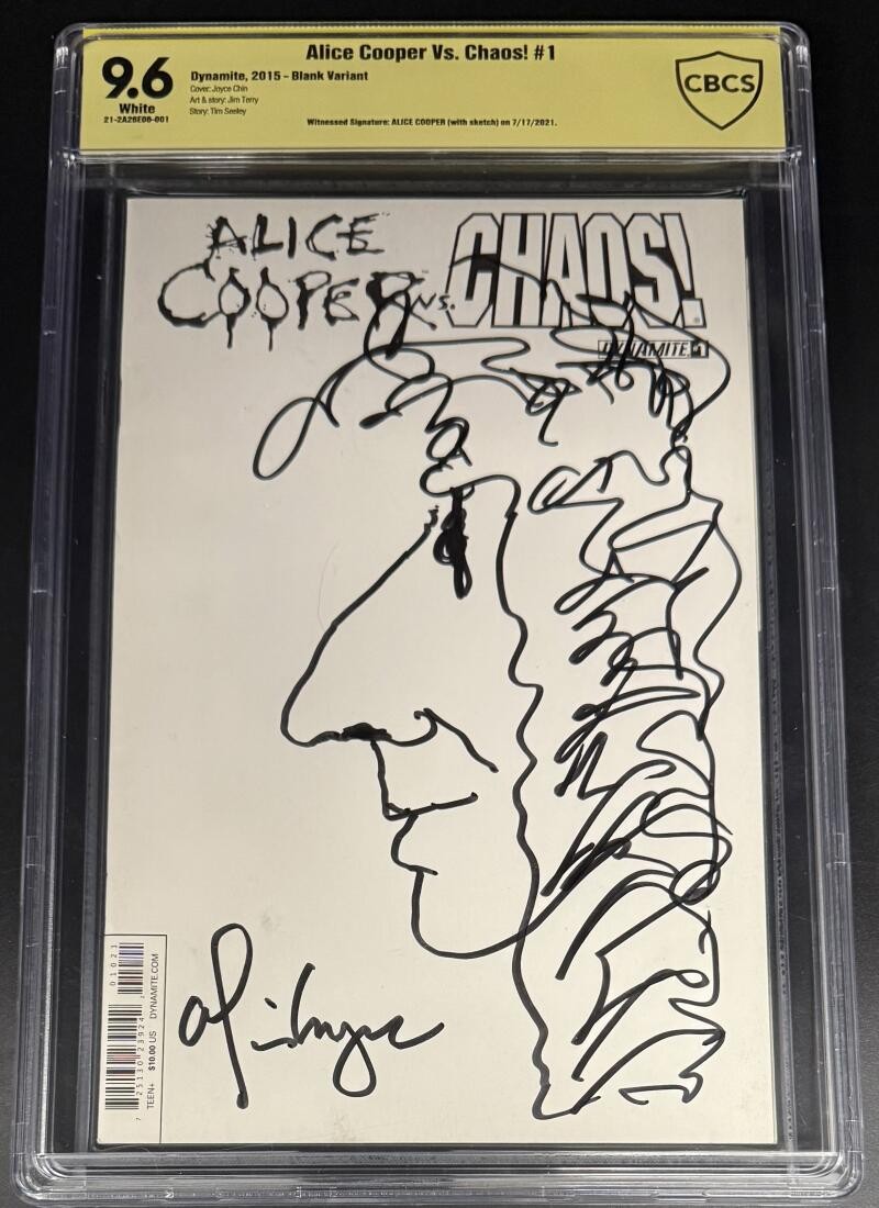 Alice Cooper Signed Autograph CBCS 9.6 Encapsulated Magazine Original Sketch