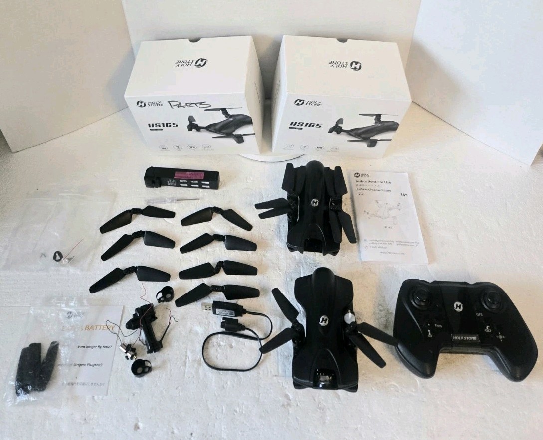 Untested Lot Of 2 Holy Stone HS165 Drone: 2.4GHz, HD Camera, GPS, Foldable 