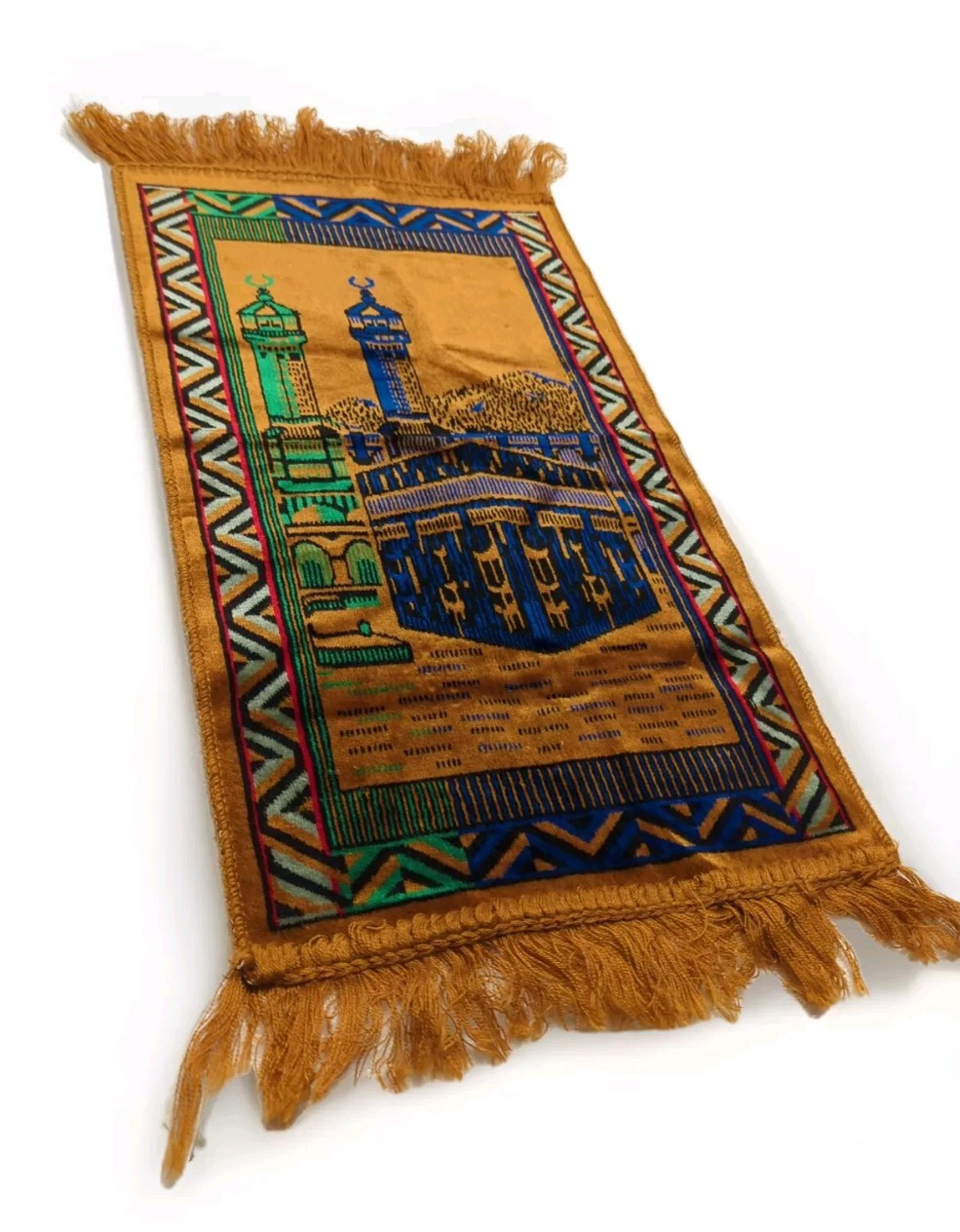 Vintage Middle Eastern Wall Hanging ~ Souvenir Fringed ~ 13" x 27" ~ Pre-Owned